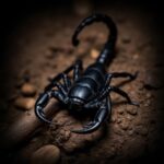 Escorpião preto em jardim